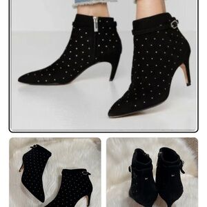 Ted Baker Black Ankle Boots with Gold Studs